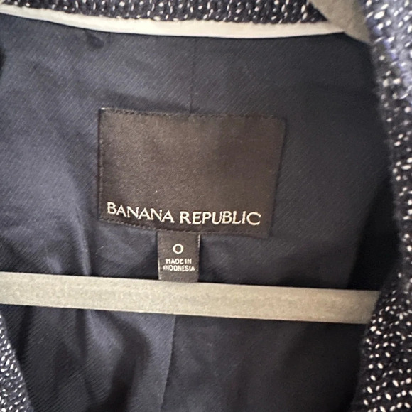 Banana republic Blue & White  Blend Tweed Blazer Size 0 - Picture 3 of 5